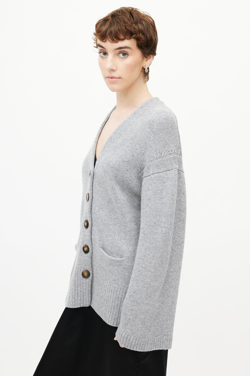 Loulou Studio Grey Wool Knit Cardigan