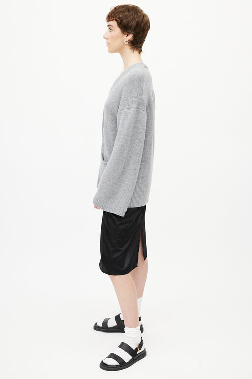 Loulou Studio Grey Wool Knit Cardigan