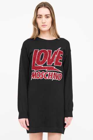 Moschino Wool Love Moschino Tinsel Logo Sweater