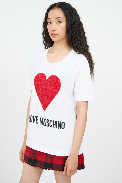 Moschino White 
Red Heart Logo T-shirt