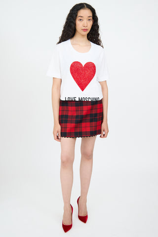 Moschino White 
Red Heart Logo T-shirt