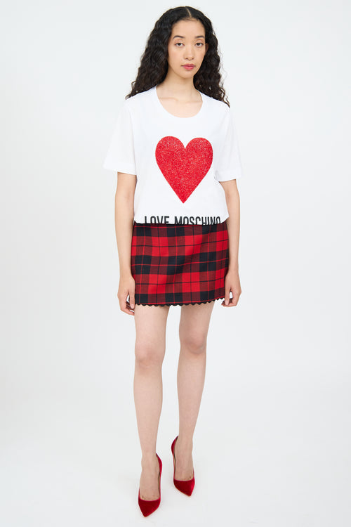 Moschino White 
Red Heart Logo T-shirt