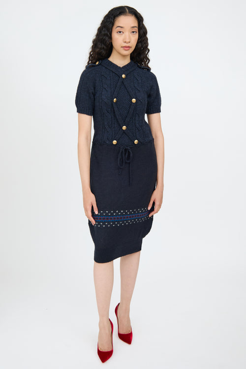 Moschino Blue Multi Colour Knit Dress