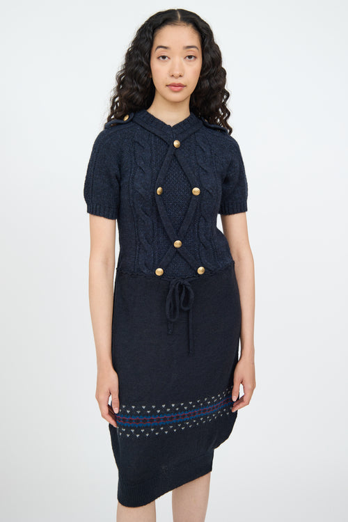 Moschino Blue Multi Colour Knit Dress