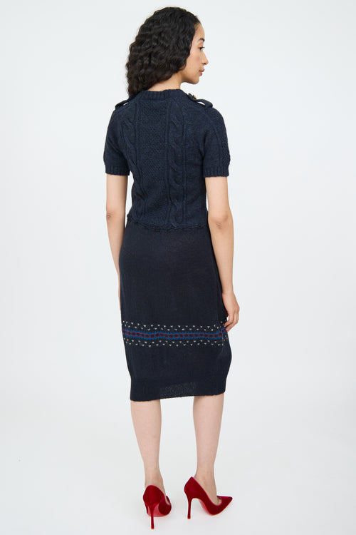 Moschino Blue Multi Colour Knit Dress