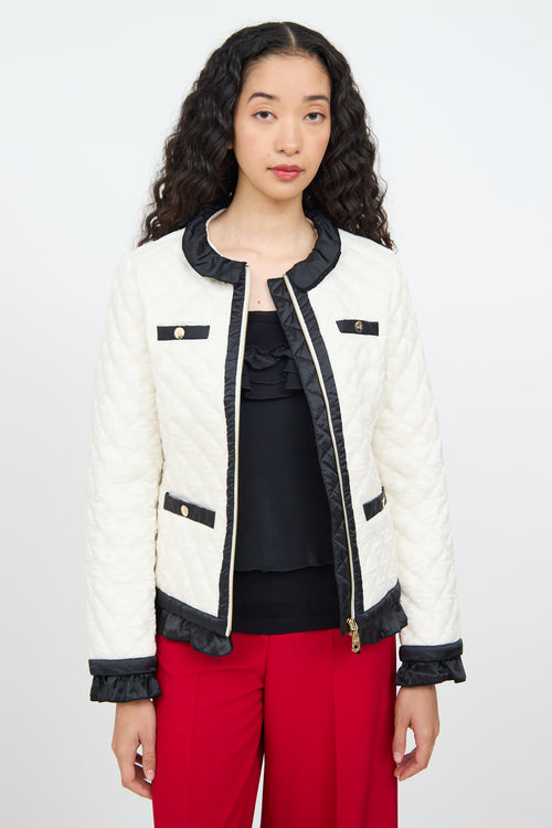 Moschino Cream 
Black Quilted Zip Jacket