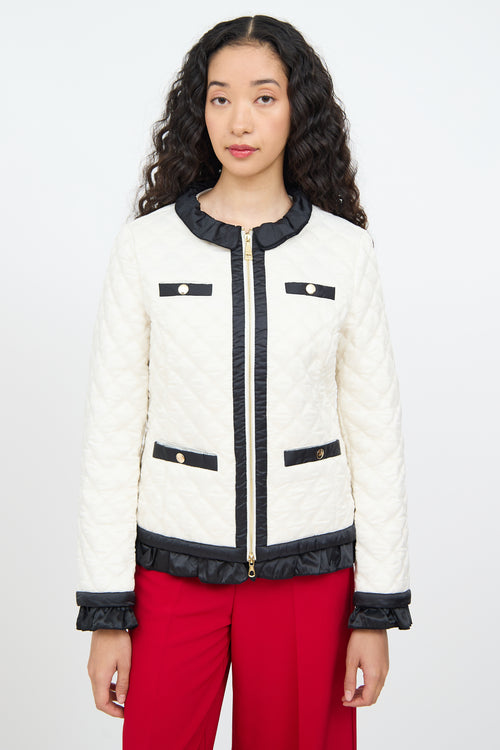 Moschino Cream 
Black Quilted Zip Jacket