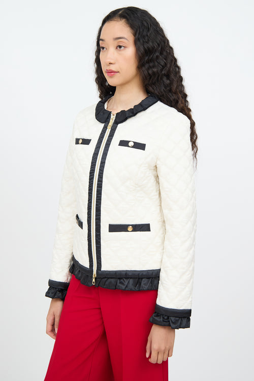 Moschino Cream 
Black Quilted Zip Jacket