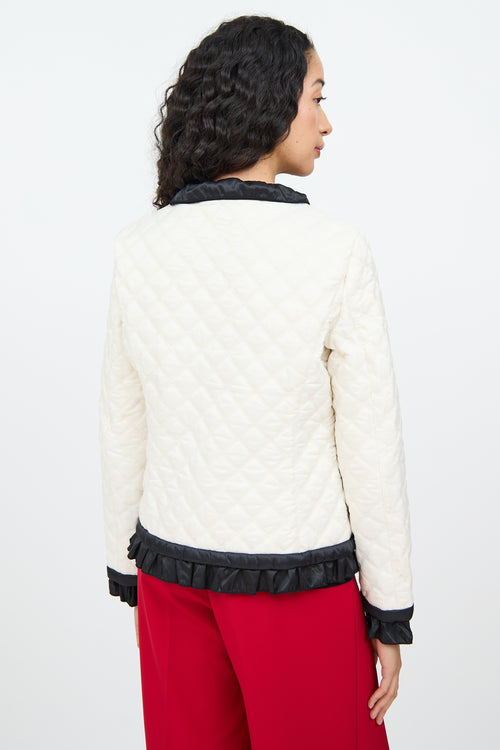 Moschino Cream 
Black Quilted Zip Jacket