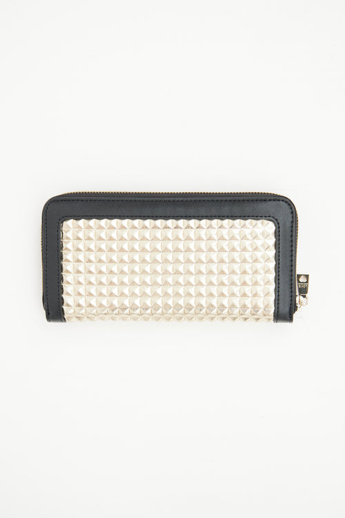 Moschino Black 
Gold Quilted Leather Wallet