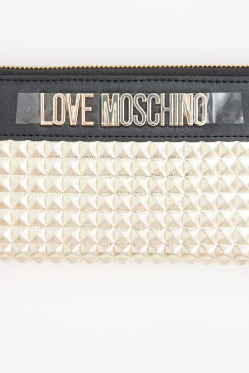 Moschino Black 
Gold Quilted Leather Wallet