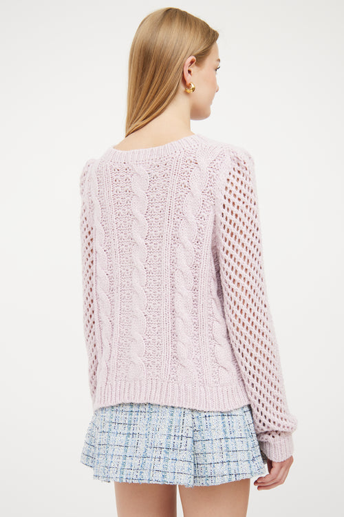 LoveShackFancy Pink Metallic Cable Knit Sweater