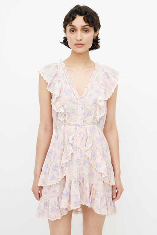 LoveShackFancy Pink 
Purple Floral Dress