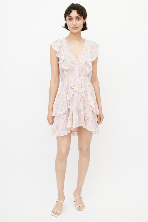 LoveShackFancy Pink 
Purple Floral Dress