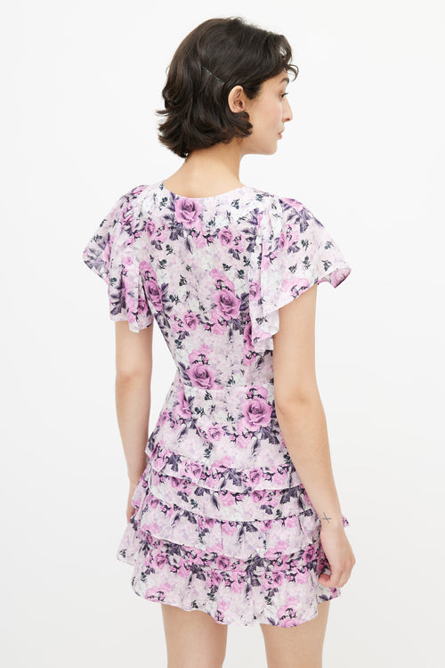 LoveShackFancy Purple Floral Ruffle Dress