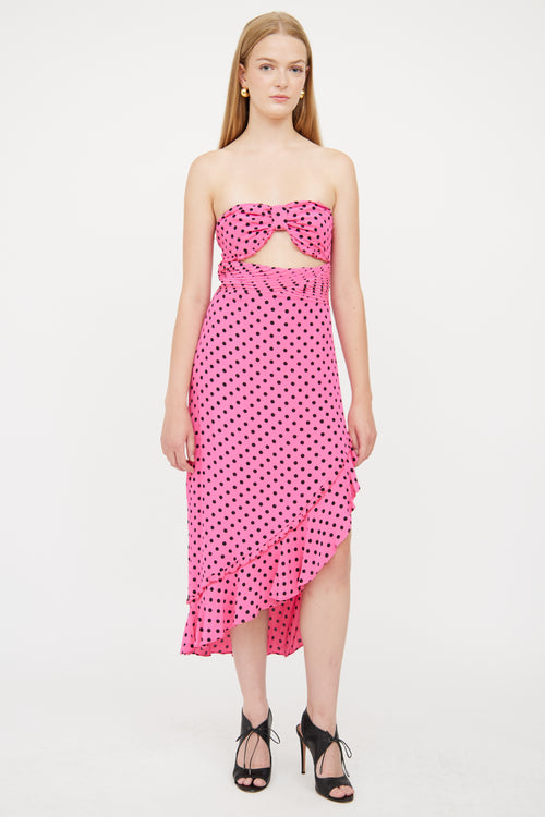 Lovers and Friends Pink 
Black Polka Dot Dress