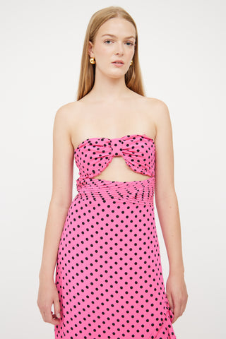 Lovers and Friends Pink 
Black Polka Dot Dress