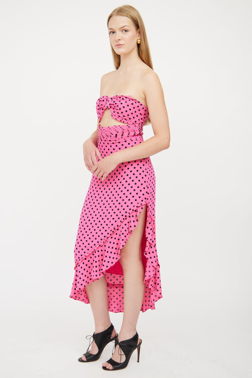 Lovers and Friends Pink 
Black Polka Dot Dress