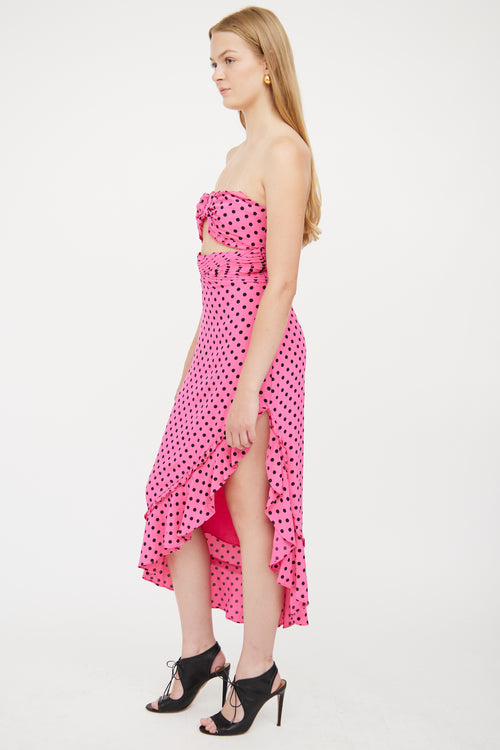 Lovers and Friends Pink 
Black Polka Dot Dress