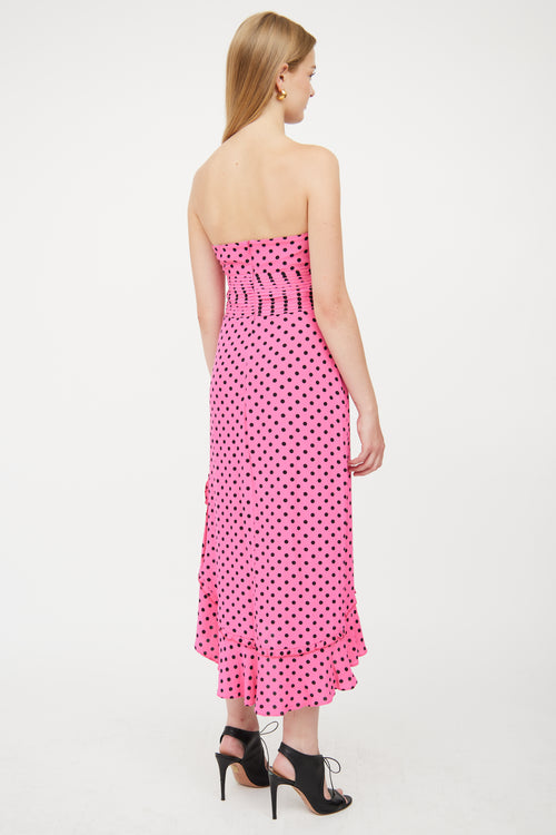 Lovers and Friends Pink 
Black Polka Dot Dress