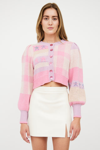 LoveShackFancy Pink 
Pastel Rib Knit Cardigan