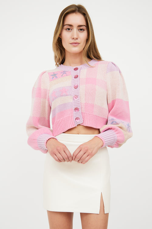 LoveShackFancy Pink 
Pastel Rib Knit Cardigan