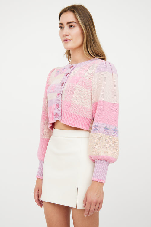 LoveShackFancy Pink 
Pastel Rib Knit Cardigan