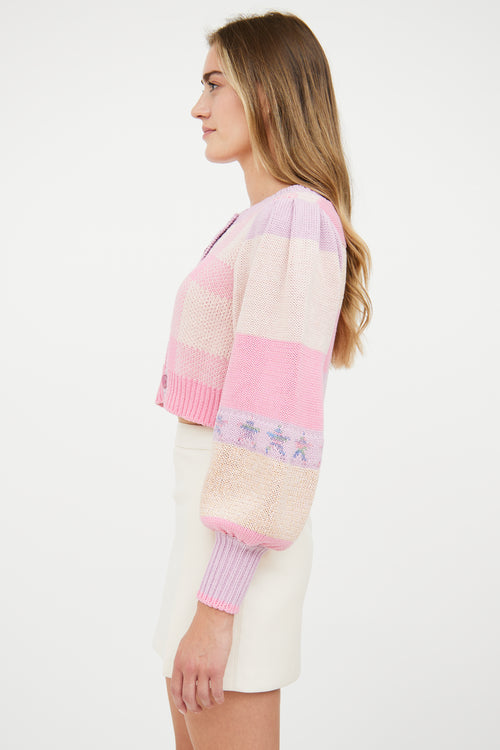 LoveShackFancy Pink 
Pastel Rib Knit Cardigan