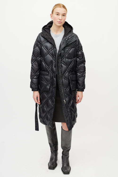 Luxton Black Quilted Belted Down Coat