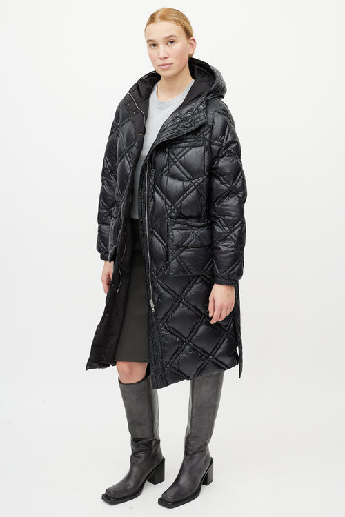 Luxton Black Quilted Belted Down Coat