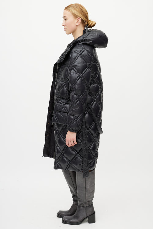 Luxton Black Quilted Belted Down Coat