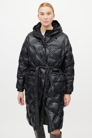 Luxton Black Quilted Belted Down Coat