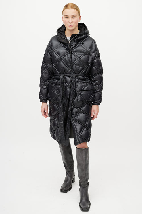 Luxton Black Quilted Belted Down Coat