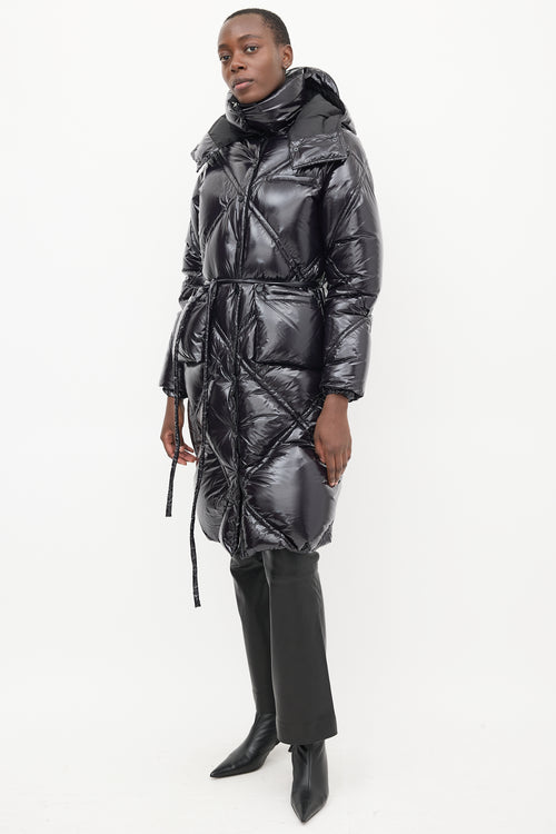 Luxton Black Shiny Quilted Down Coat