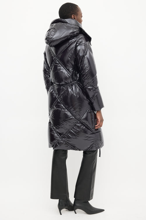 Luxton Black Shiny Quilted Down Coat