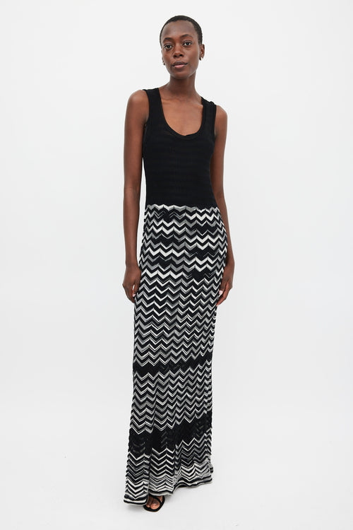 M Missoni Black 
White Knit Maxi Dress