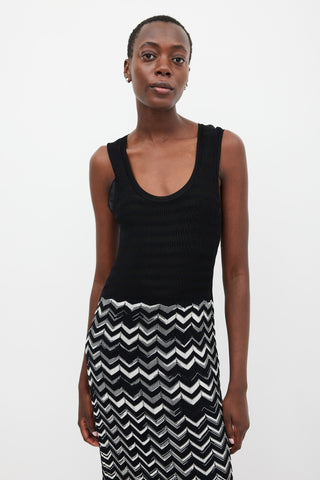 M Missoni Black 
White Knit Maxi Dress