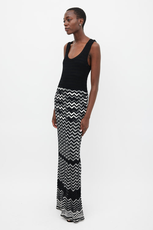 M Missoni Black 
White Knit Maxi Dress