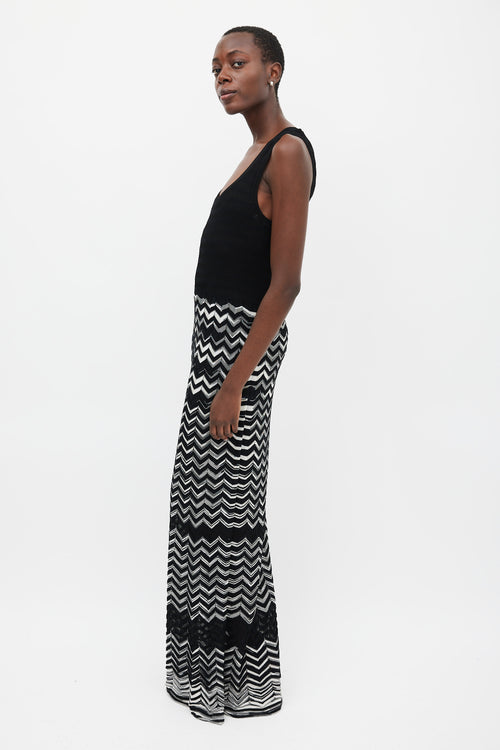 M Missoni Black 
White Knit Maxi Dress