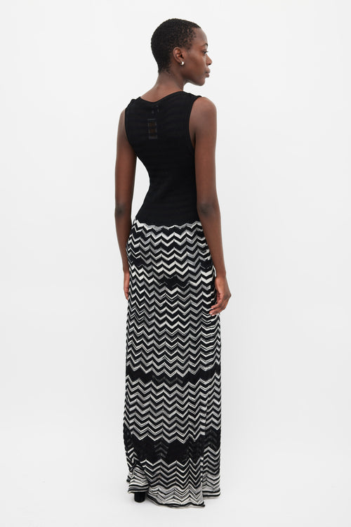 M Missoni Black 
White Knit Maxi Dress