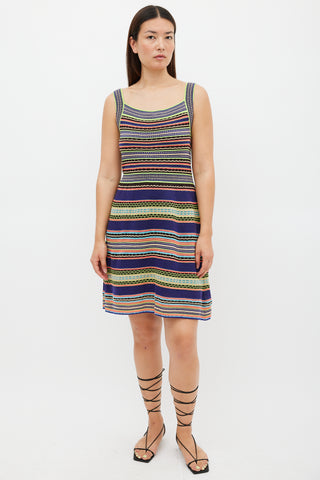 M Missoni Blue 
Multicolour Textured Striped Midi Dress