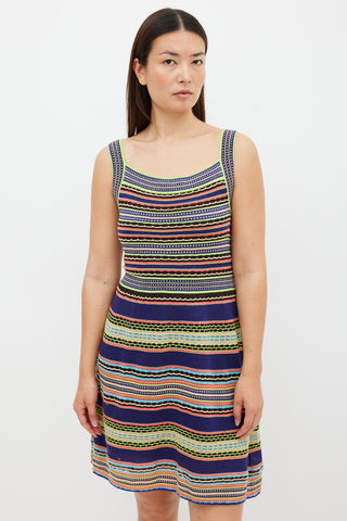 M Missoni Blue 
Multicolour Textured Striped Midi Dress