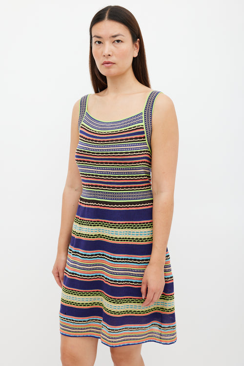 M Missoni Blue 
Multicolour Textured Striped Midi Dress