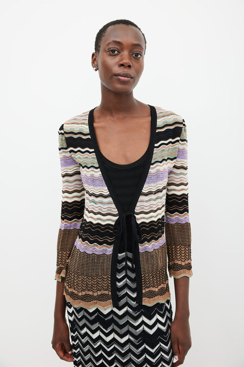 M Missoni Brown 
Multicolour Sparkly Tie Front Cardigan