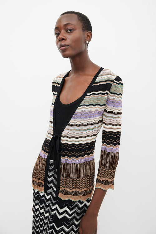 M Missoni Brown 
Multicolour Sparkly Tie Front Cardigan