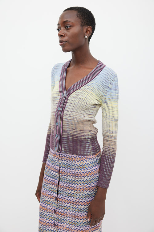 M Missoni Light Blue 
Multicolour Gradient Wool Cardigan