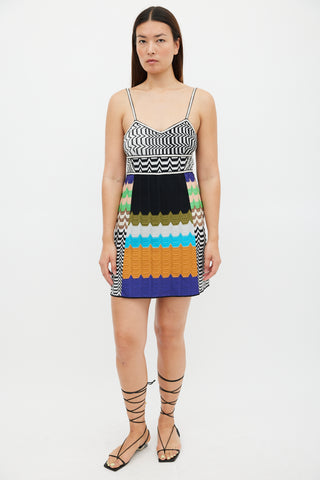 M Missoni White 
Multicolour Striped A-Line  Dress