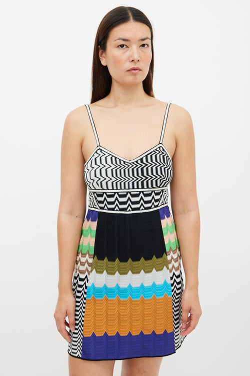 M Missoni White 
Multicolour Striped A-Line  Dress