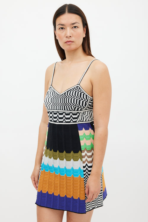 M Missoni White 
Multicolour Striped A-Line  Dress