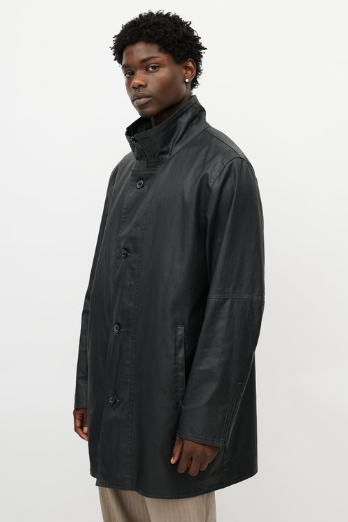 M0851 Black Waxed Denim Coat